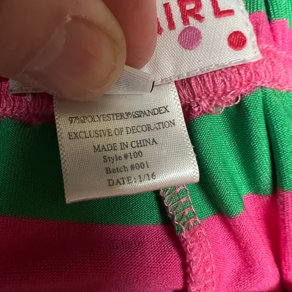 Ruffle Girl Pink Green Striped Ruffle Hem Wide Leg Pants Girls XL Whimsigoth - Picture 6 of 10